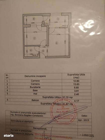 Apartament cu 2 camere semidecomandat în Central