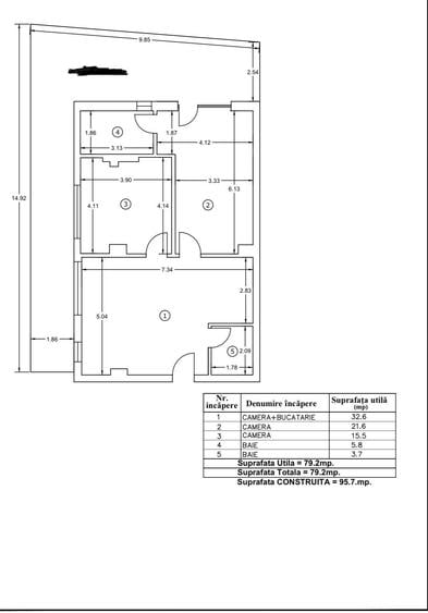 APARTAMENT 3 CAMERE DE VANZARE PARTER CU TERASA - 9