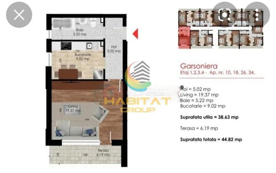 Garsonieră decomandată, mobilată în Central
