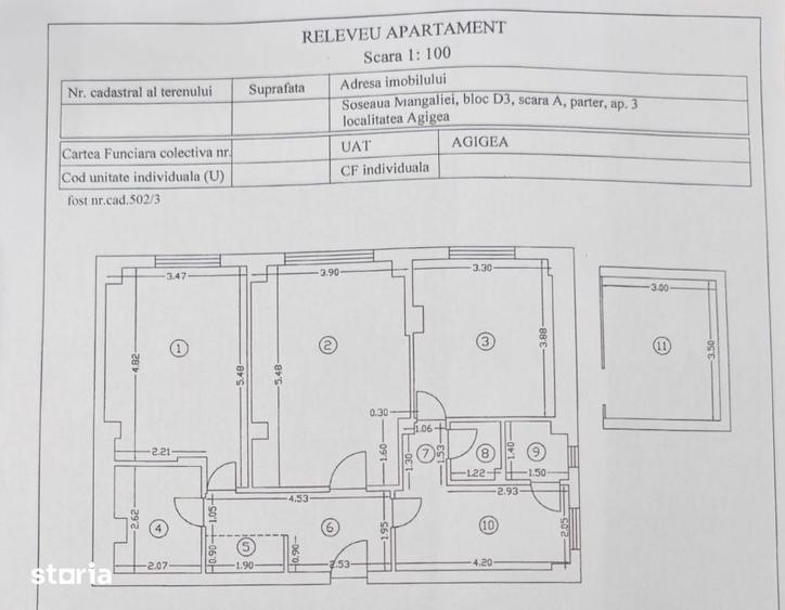 Apartament cu 3 camere decomandat în Sud