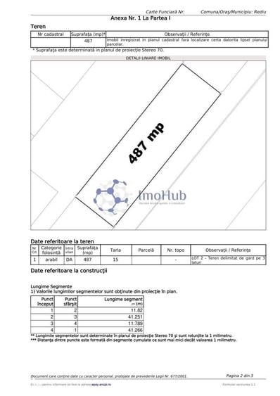 Teren de 487 mp, în Rediu