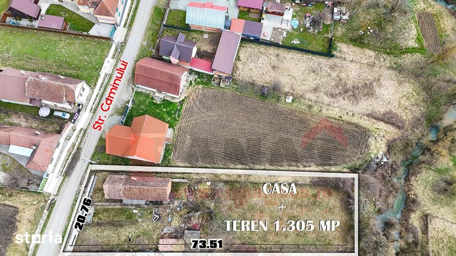 Casă cu 2 camere cu Teren 1305 Mp în Gușterița