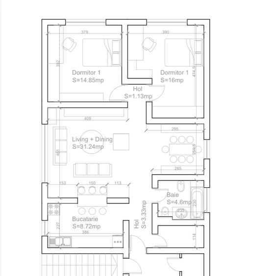 Apartament cu 3 camere decomandat în Domenii