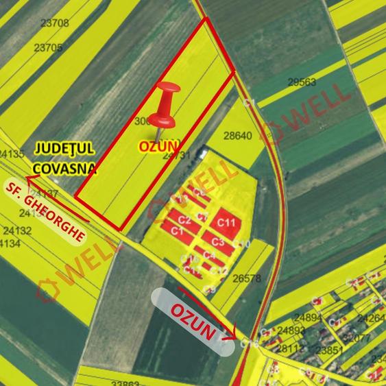 Teren agricol intravilan de 51400 mp, în Ozun