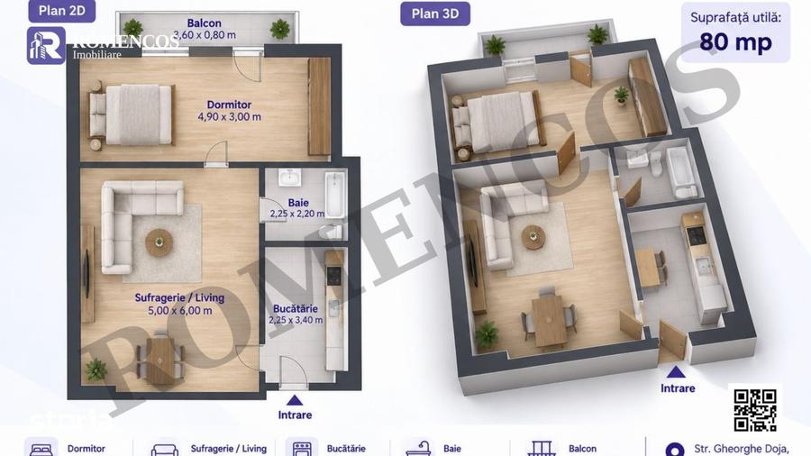Apartament cu 2 camere în Craiovei