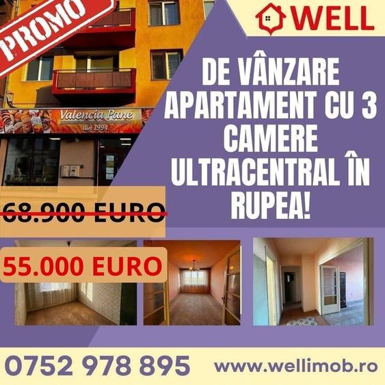 Apartament cu 3 camere în Central