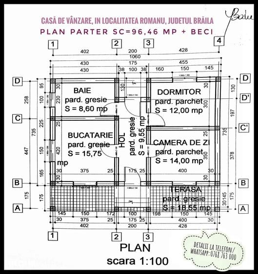 Casă cu 3 camere cu Teren 2078 Mp în Romanu