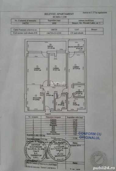 Apartament mobilat utilat 3 camere, 99 mp utili +1 loc parcare.