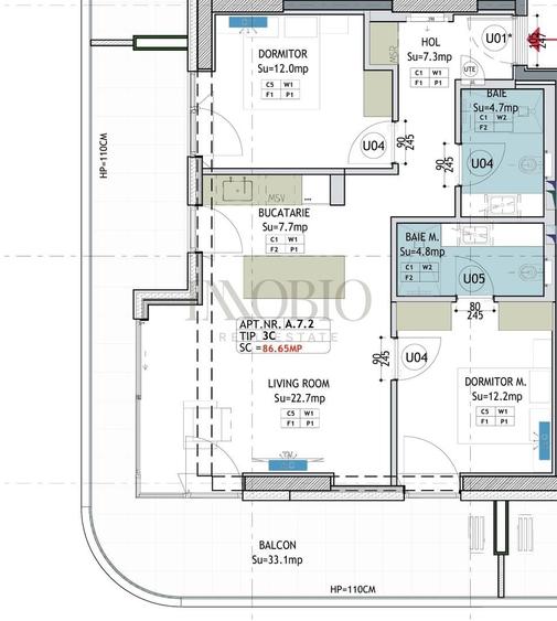 Apartament cu 3 camere în Barbu Văcărescu