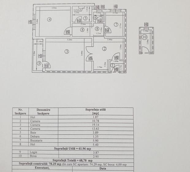 Apartament 3 camere, cu boxa, zona BCR - 13