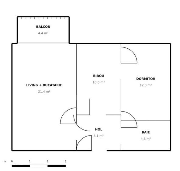 Apartament cu 2 camere decomandat în Valea