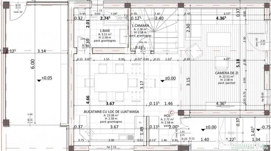 Casă cu 3 camere cu Teren 334 Mp în Central