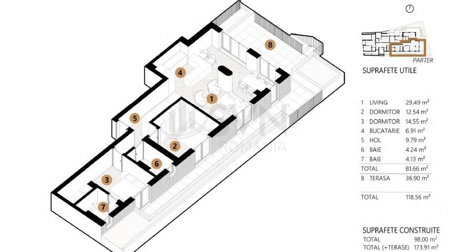 REA1018703 Apartmament modern 3 camere cu gradina proprie I Zona Unirii - 3