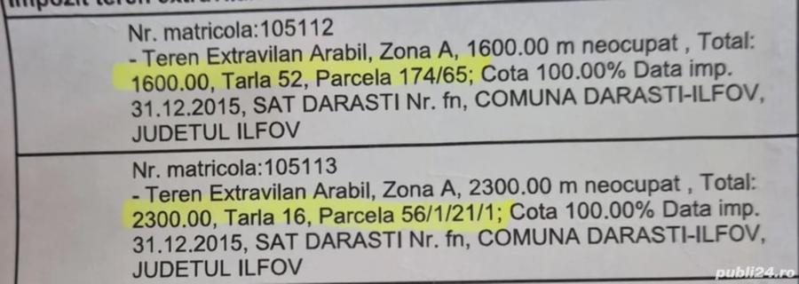 Teren de 2300 mp, în Dărăști-Ilfov