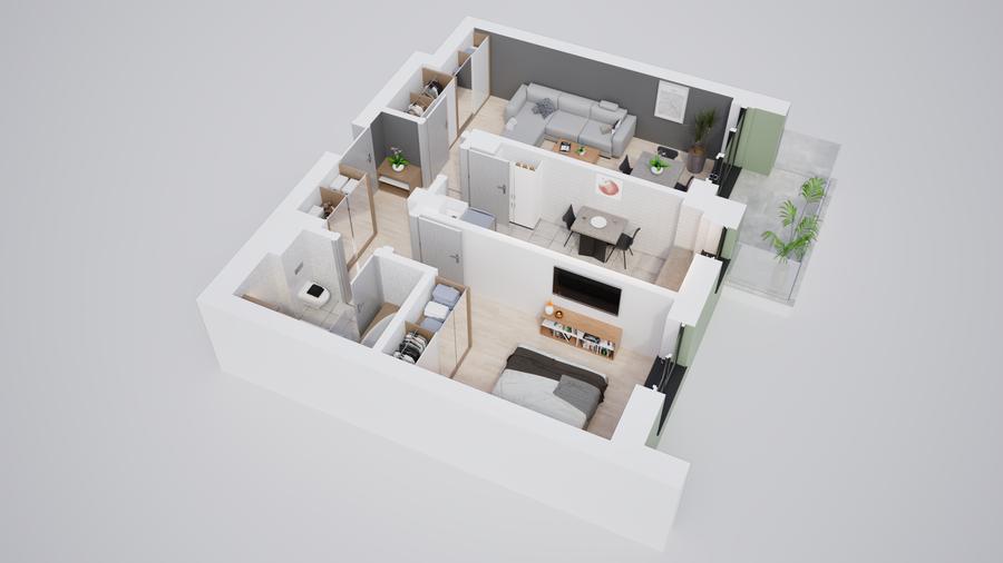 Apartament 2 camere , cartier nou cu multe spatii verzi - 7