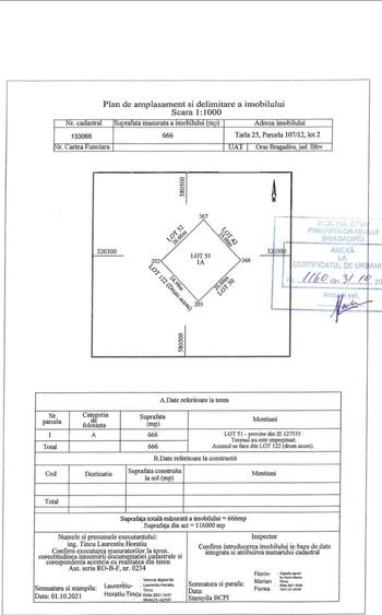 Teren 666 mp – ideal pentru 4 case moderne, tip cub | Deschidere 25 ml | Utilită - 5