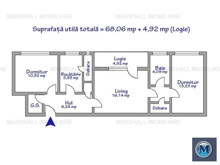 Apartament 3 camere de vanzare, zona Nord, 68.06 mp #16589 - 9