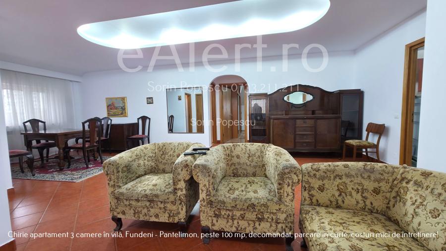 Închiriere apartament 3 camere, 100+ mp utili, vilă, curte, parcare, Pantelimon