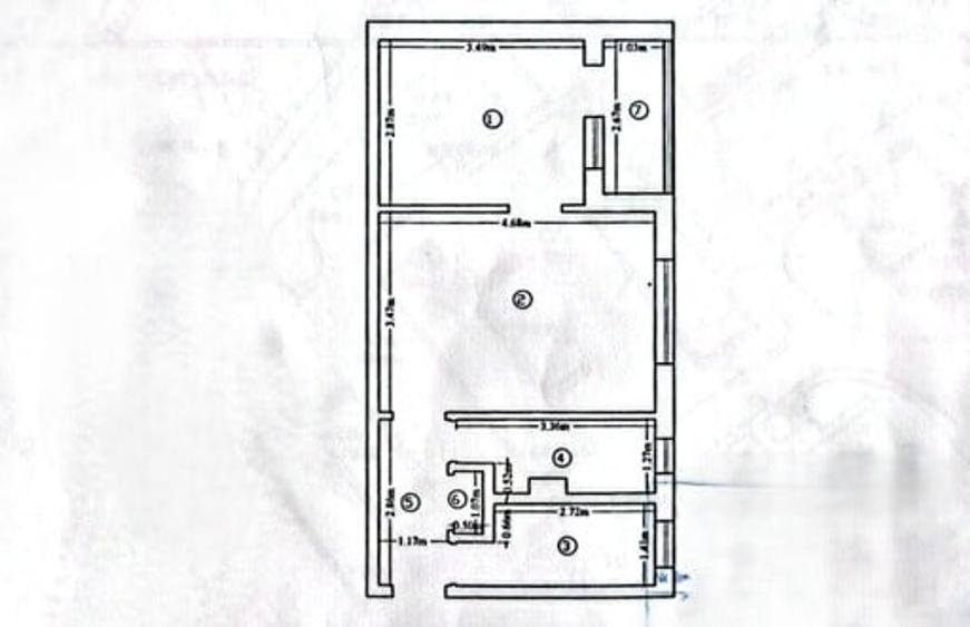 Apartament cu 2 camere nedecomandat în Mircea cel Bătrân