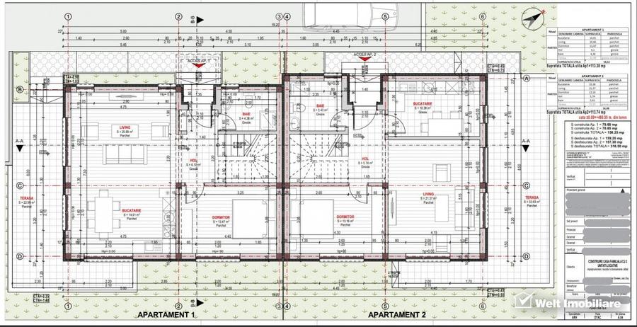 Duplex in complex, semifinisat, Chinteni, 4 dormitoare, 3 bai - 7