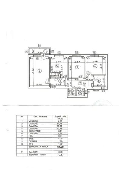 APARTAMENT 3 CAMERE 4/8  BL 1981 2 GRSANITARE CU GEAM  70 MP NECESITA AMENAJARE - 1