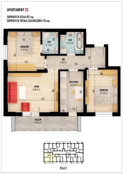 Apartament 3 camere - 75 mp, direct dezvoltator - 1