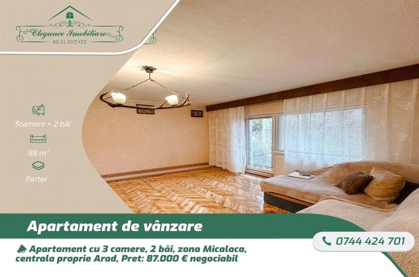 Apartament cu 3 camere si centrala proprie, zona 500 Micalaca, Arad - 1