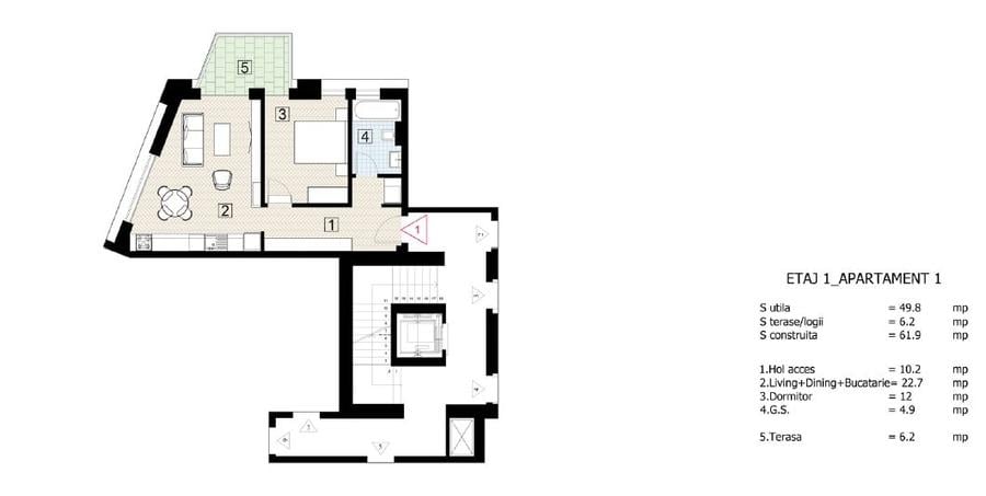 Apartament cu 2 camere decomandat, mobilat în P-ța Rosetti