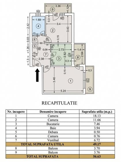 Apartament cu 2 camere în Aviației