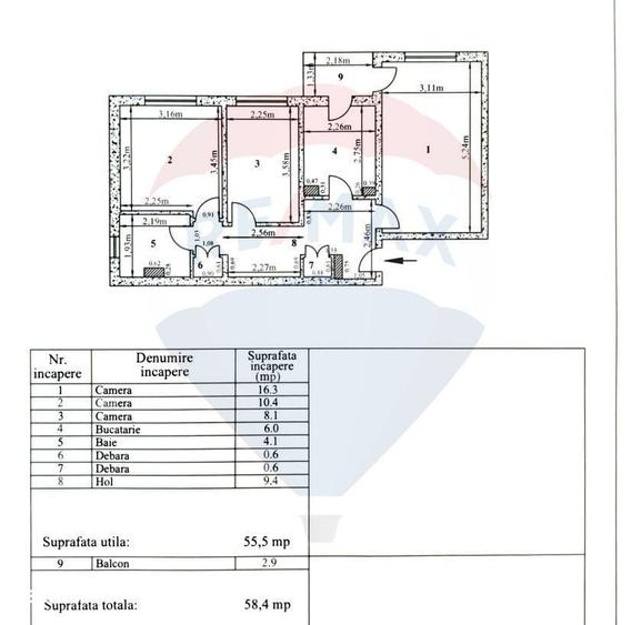 Apartament cu 3 camere decomandat în Micro 17