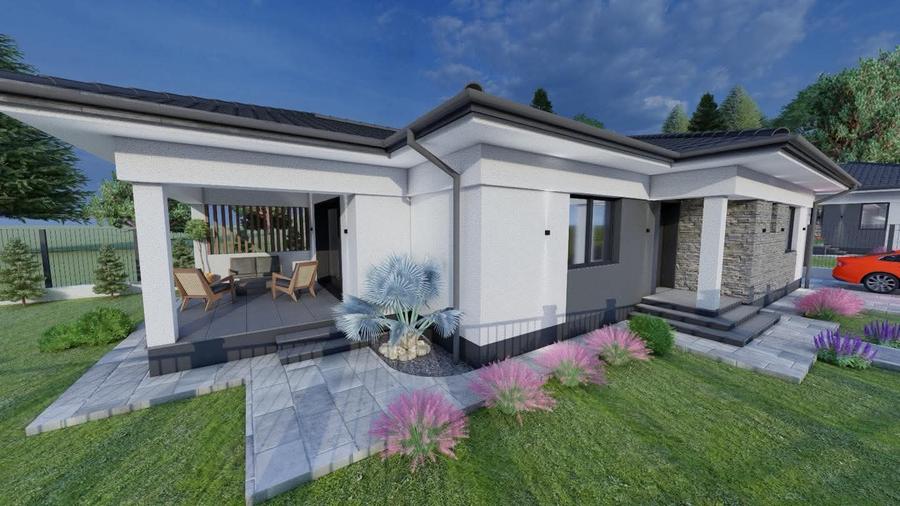 Casa 4 cam , 2 bai | Placa beton la pod | Teren 465mp | Finisaje Premium - 1