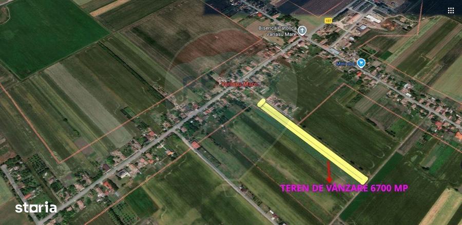 Teren de vanzare cu potential construibil 6,700mp Variasu Mare - 1