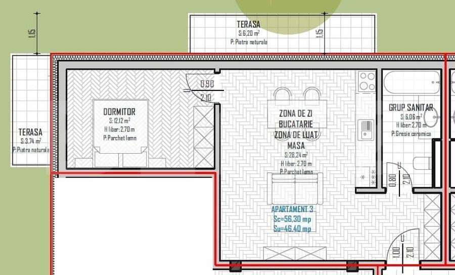 Apartament 2 camere, 46mp, bloc nou, zona Regal, Baciu - 1