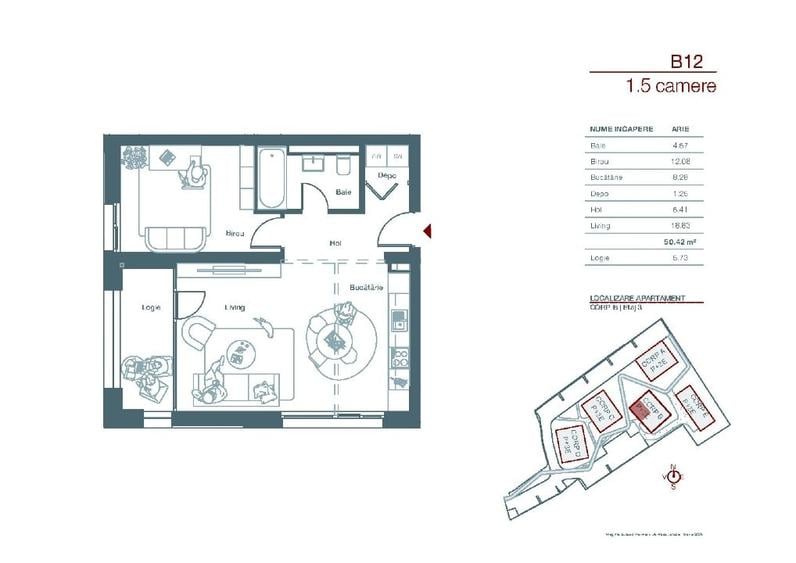Apartament cu 2 camere decomandat în Lipovei