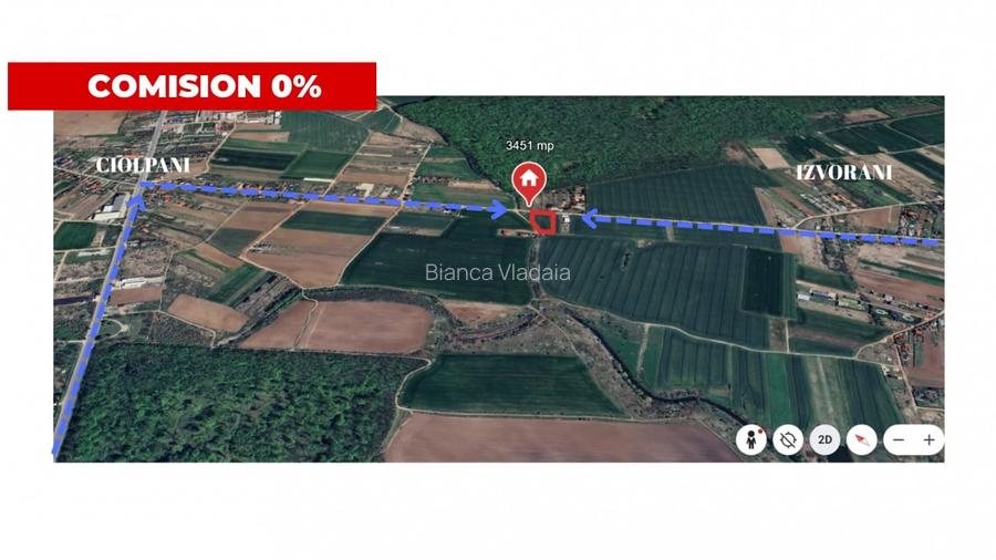 Teren de vanzare intravilan – Ciolpani, zona Izvorani, comision 0%