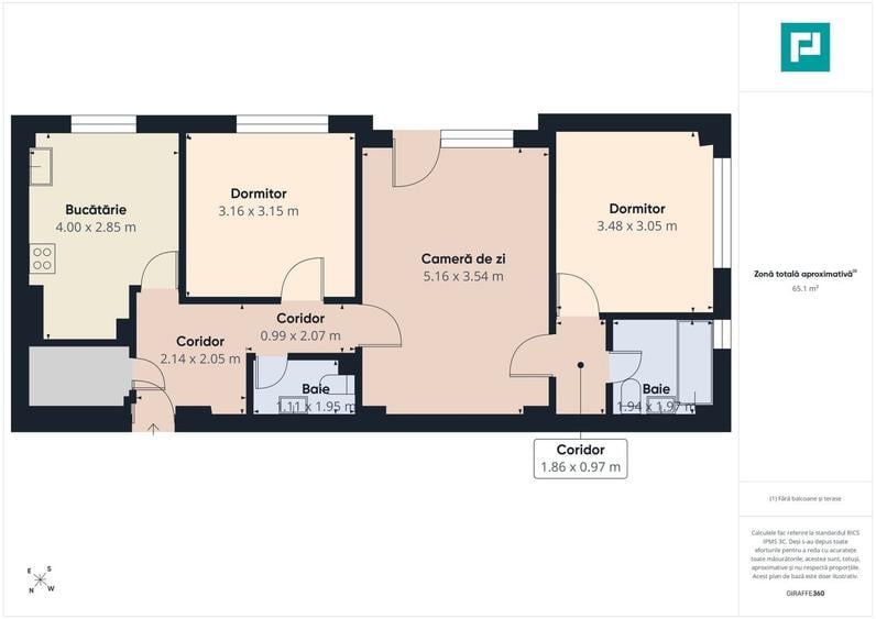 Apartament cu 3 camere semidecomandat, mobilat în Central