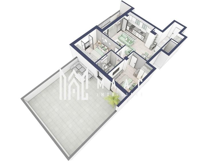 Apartament cu 3 camere în Turnișor