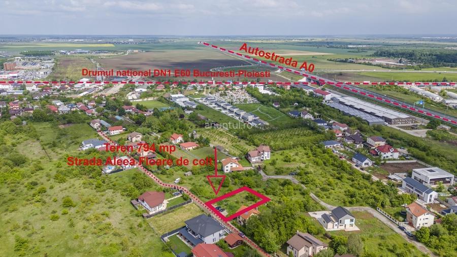 Ilfov Teren 794 mp, Deschidere 22, Petresti-Corbeanca, Adiacent sos.Unirii, 5 min. DN1