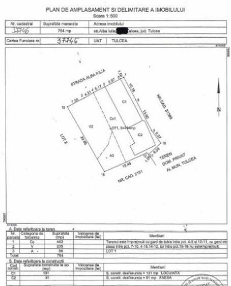 Teren cu casa in Tulcea - zona linistita, 760 mp, front stradal 24 ml  - 1