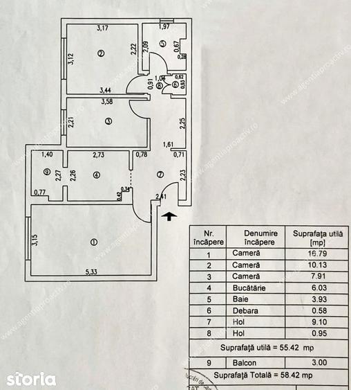 Apartament cu 3 camere decomandat, la etajul 2, in cartierul Micro 16. - 12