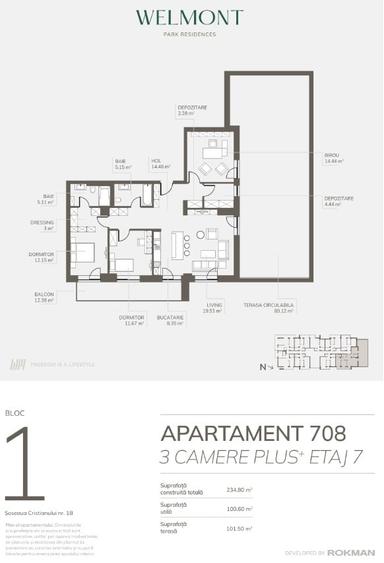Dezvoltator, Apartament trei camere plus , Welmont/Rokman - 5