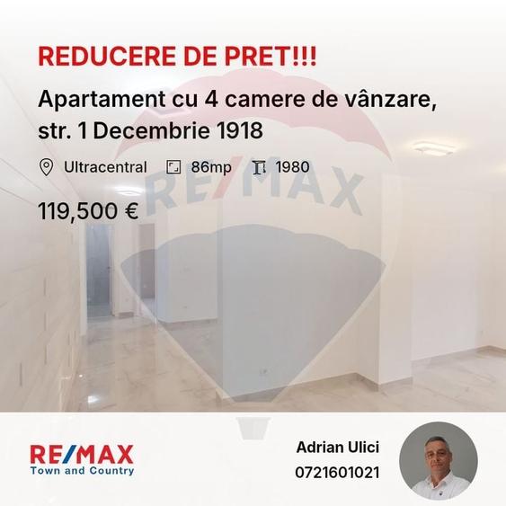 Apartament cu 4 camere de vanzare,  str. 1 Decembrie 1918 - 10