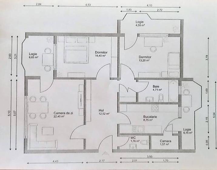 Apartament cu 3 camere decomandate, confort sporit de 80mp, finisat, cu 2 bai si 3 balcoane, in Grig - 3