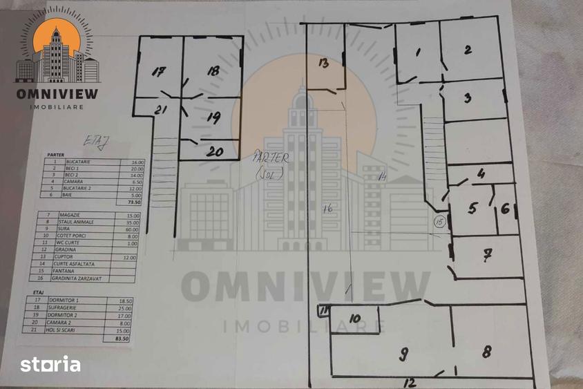 Casă cu 3 camere decomandat cu Teren 691 Mp în Bunești