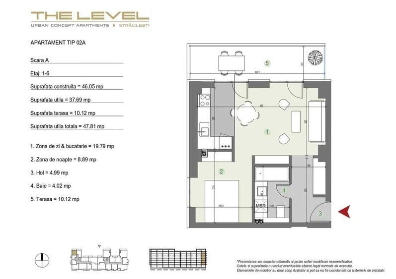 Apartament cu 2 camere semidecomandat, mobilat în Dămăroaia