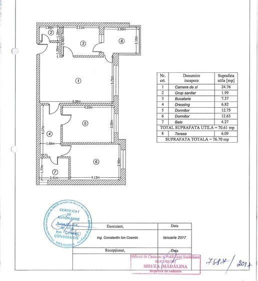 Apartament cu 3 camere semidecomandat în Băneasa