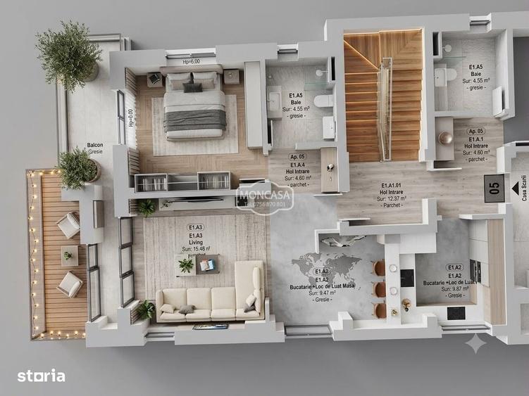 Apartament cu 2 camere în Curtești