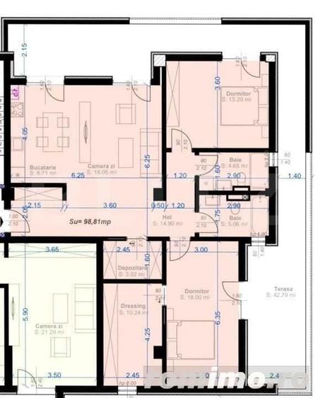 Apartament 3 camere, 99 mp utili,terasa de 43 mp, zona Aradului - 1