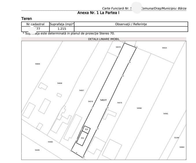 Casă cu 3 camere cu Teren 1215 Mp în Barza