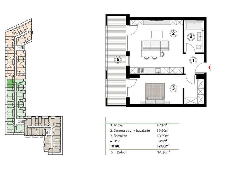 Apartament cu 2 camere, 52 mp utili, situat in zona strazii Sopor! - 2